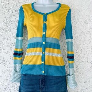 1970s Miss Djam Paris Top sz Small Knit Preppy Mod Stripe